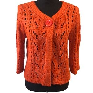CATO CARDIGAN KNIT SWEATER PUMPKIN ORANGE SIZE SMALL